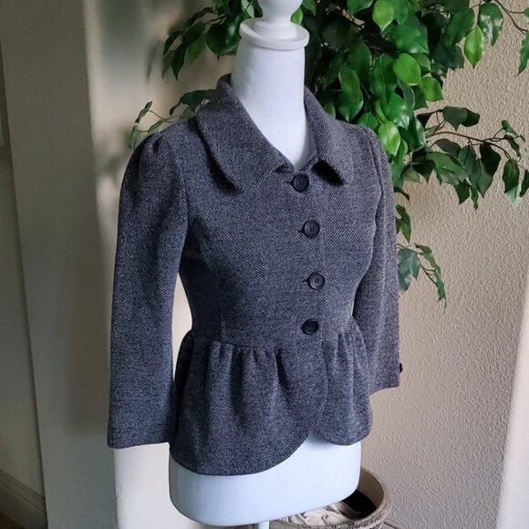 H&M Gray Tweed Peplum Blazer - Picture 1 of 6